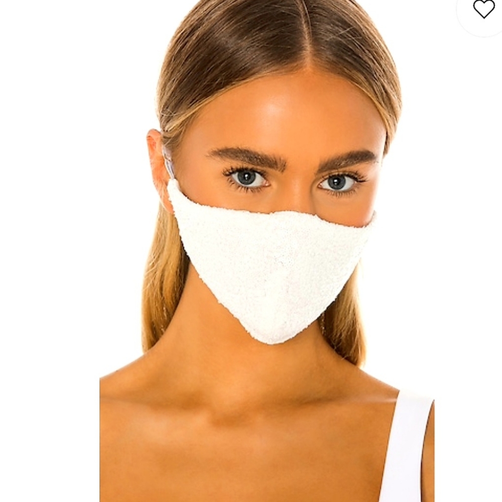 Revolve/Katie May Disco Ball Face 😷 Mask. Ivory. Full sequins=extra sparkle!